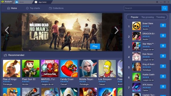 Giao diện Bluestacks, ứng dụng tải game trên laptop phổ biến để chơi game Android với đồ họa sắc nét.