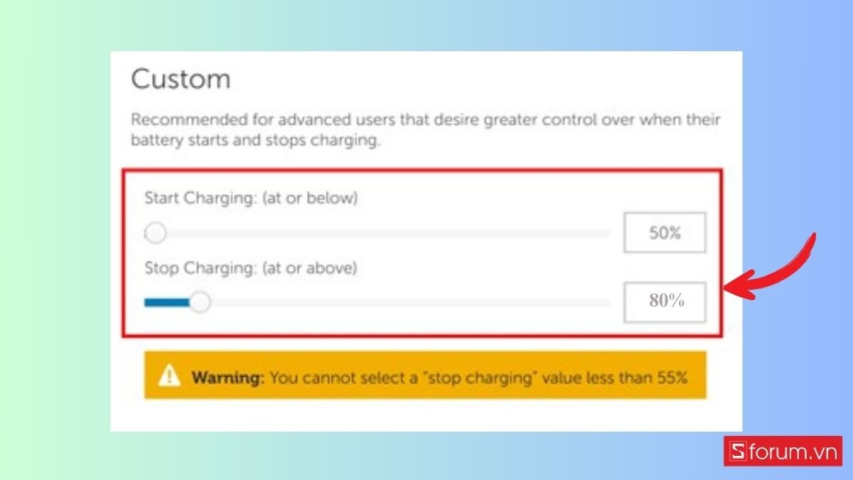 Giao diện cài đặt Battery Charge Threshold trong BIOS, cho phép giới hạn mức sạc pin laptop