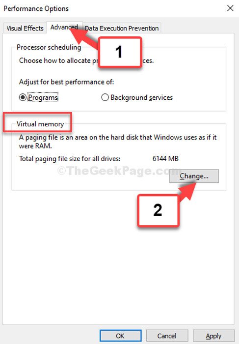 Giao diện cài đặt tùy chọn hiệu suất trong Windows