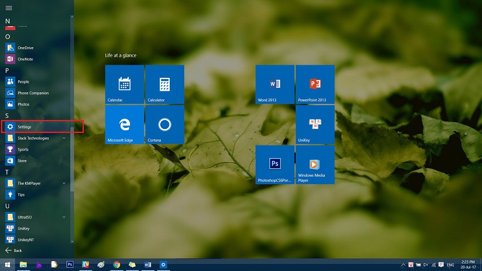 Giao diện cài đặt Windows, tìm kiếm mục Settings để cấu hình mạng không dây
