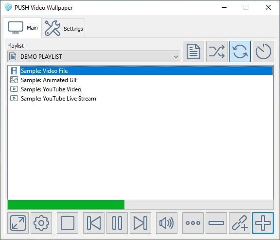 Giao diện chính của PUSH Video Wallpaper giúp cài đặt hình nền động cho laptop
