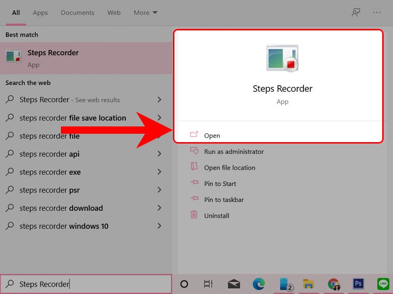 Giao diện công cụ Steps Recorder trên Windows