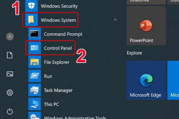 Giao diện Control Panel hiển thị thông tin hệ thống Windows