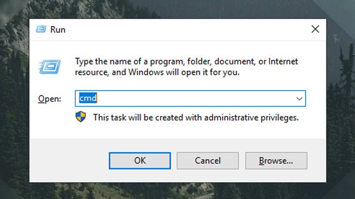 Giao diện cửa sổ Run trên Windows để kiểm tra pin