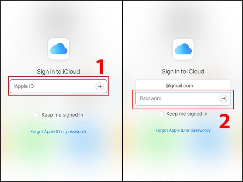 Giao diện đăng nhập iCloud trên trình duyệt web