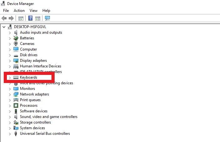 Giao diện Device Manager hiển thị danh sách các thiết bị phần cứng