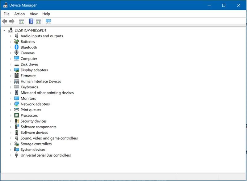 Giao diện Device Manager trên laptop Dell