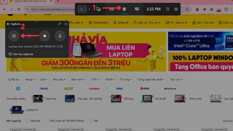 Giao diện Game Bar giúp chụp ảnh màn hình máy tính laptop
