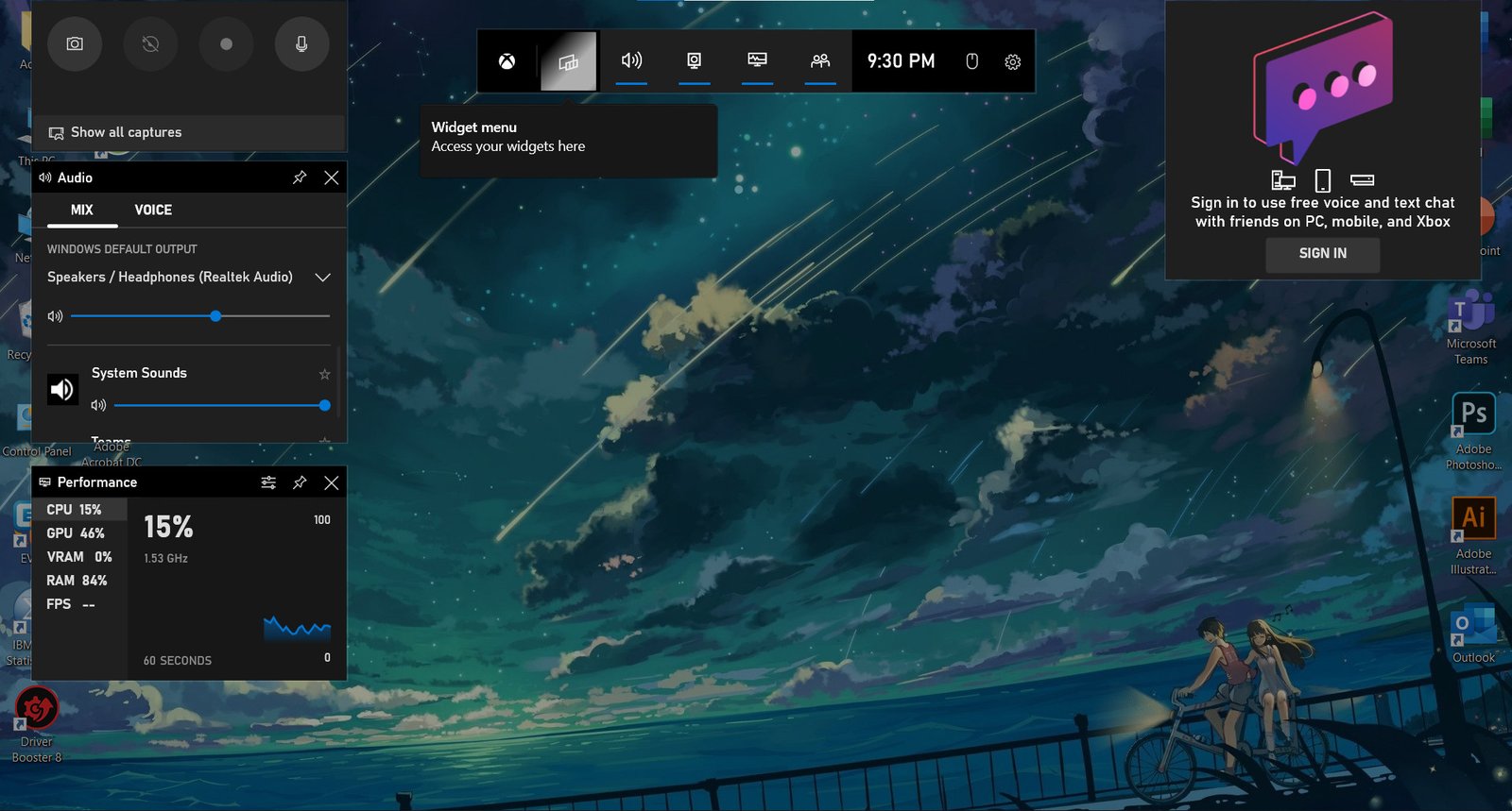 Giao diện Game Bar trên Windows