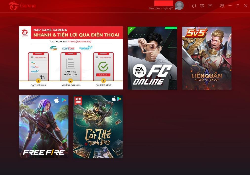 Giao diện Garena PC hiển thị game FC Online