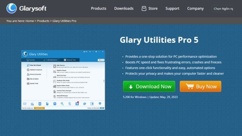 Giao diện Glary Utilities Pro 5 - phần mềm dọn rác laptop đa năng