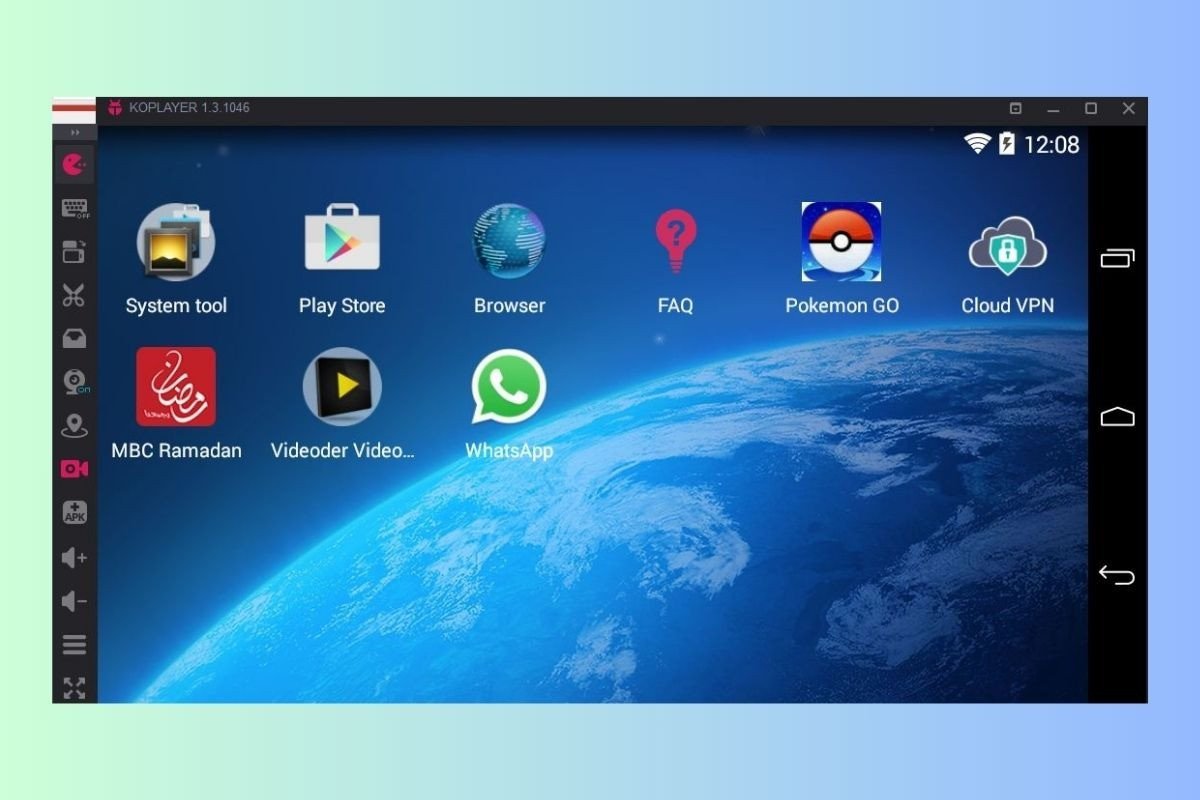 Giao diện KOPlayer, một phần mềm giả lập nhẹ nhất cho laptop chuyên để chơi game, hiển thị nút điều khiển