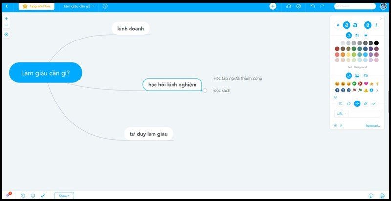 Giao diện làm việc của MindMeister