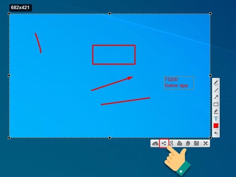 Giao diện Lightshot cho phép chụp màn hình laptop cắt ảnh tùy chỉnh