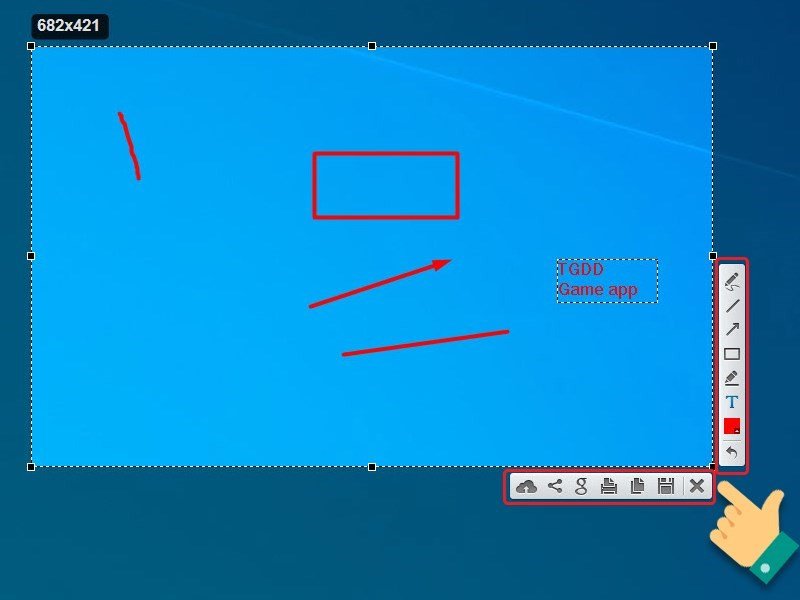 Giao diện Lightshot với các công cụ chỉnh sửa ảnh chụp màn hình tích hợp