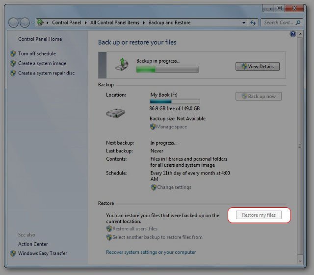 Giao diện lựa chọn file để khôi phục dữ liệu trên Windows 7