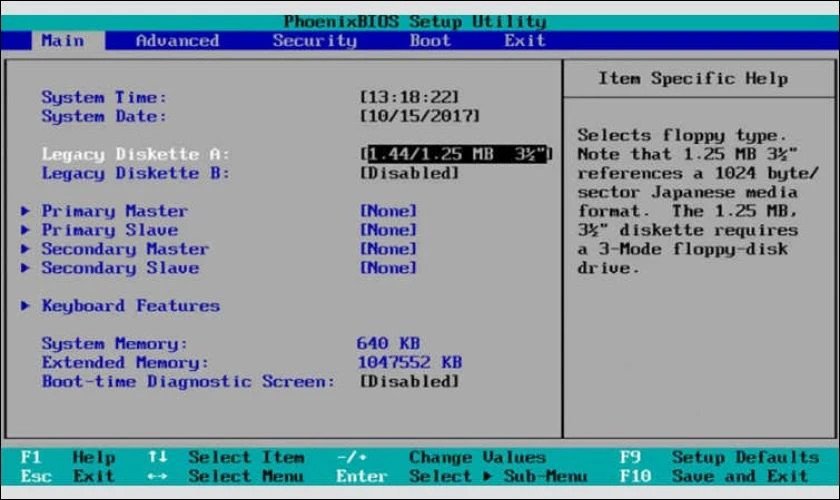 Giao diện lựa chọn thiết bị trong Menu Boot laptop Dell