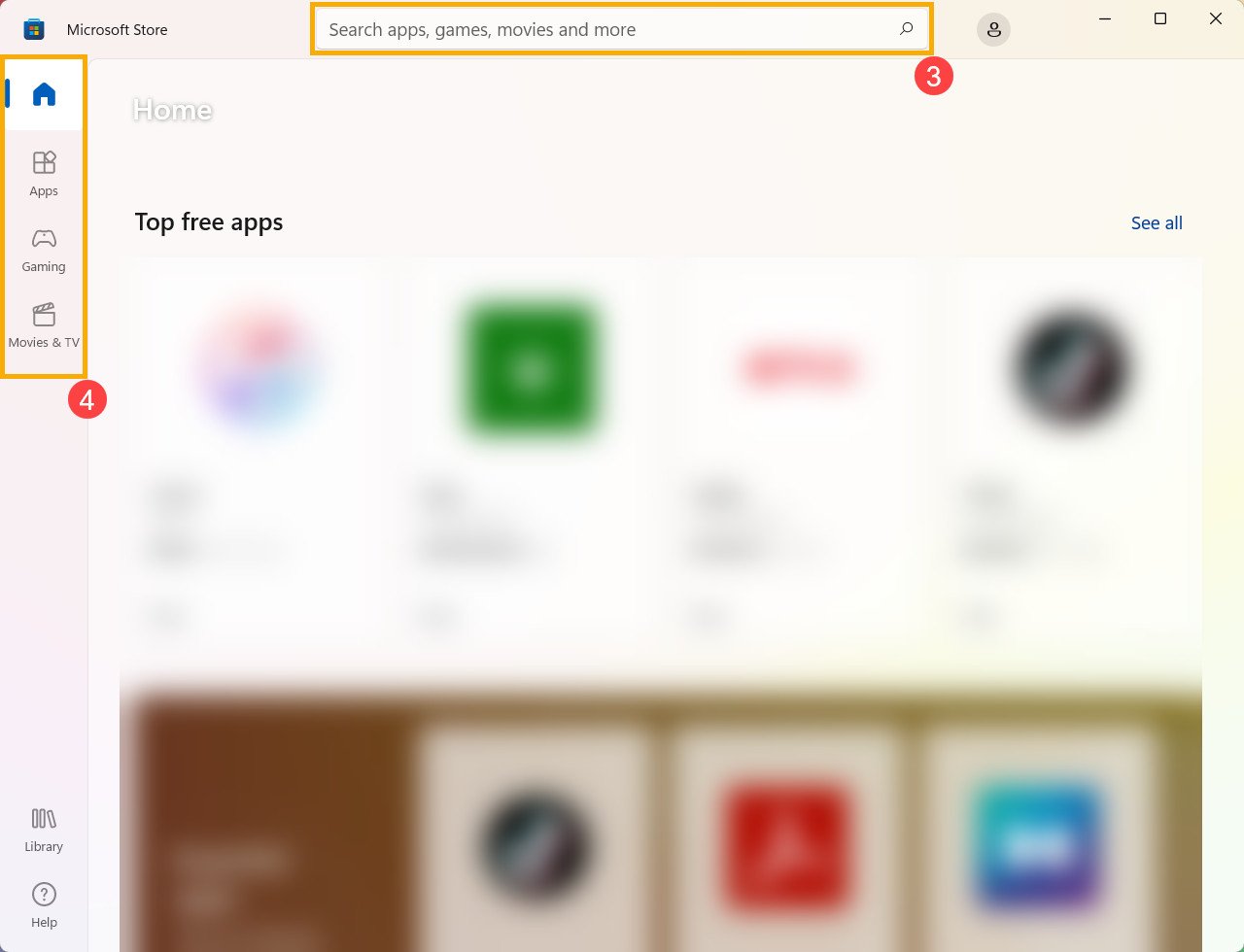 Giao diện Microsoft Store để tìm kiếm ứng dụng trên laptop ASUS