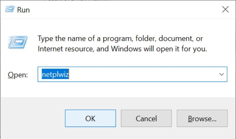 Giao diện Netplwiz để đổi mật khẩu laptop HP