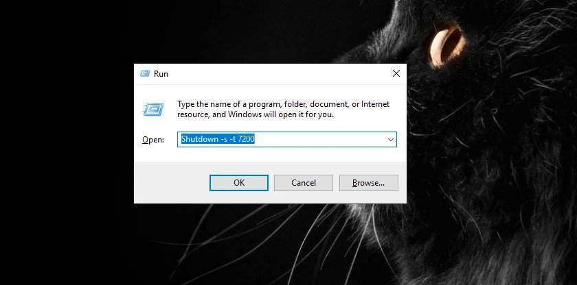Giao diện nhập lệnh shutdown -s -t trong cửa sổ Run để hẹn giờ tắt laptop Win 10
