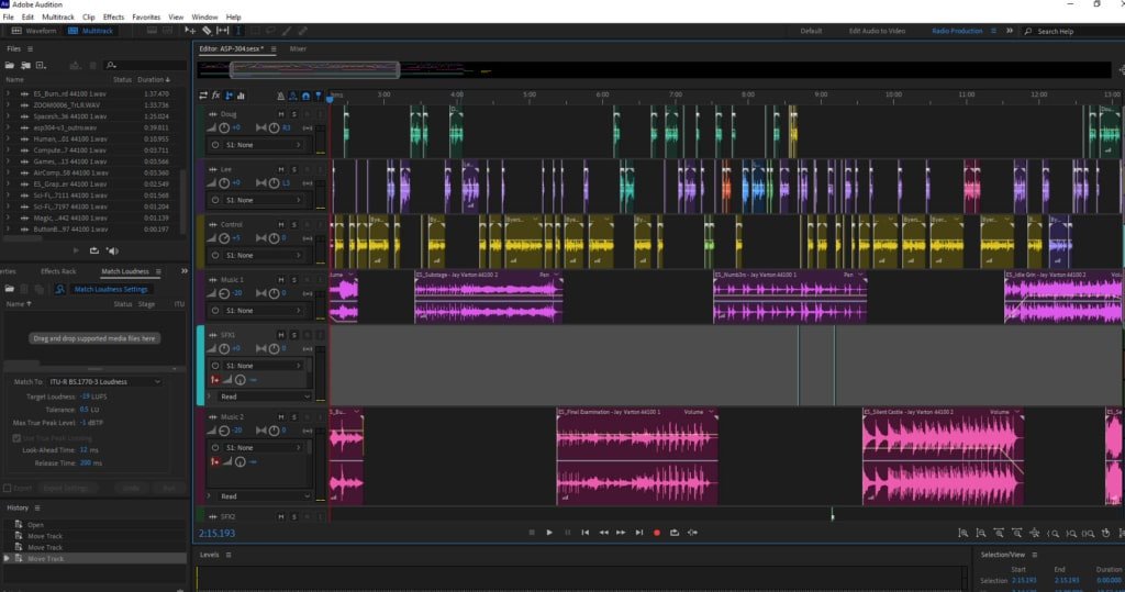 Giao diện phần mềm Adobe Audition chuyên nghiệp