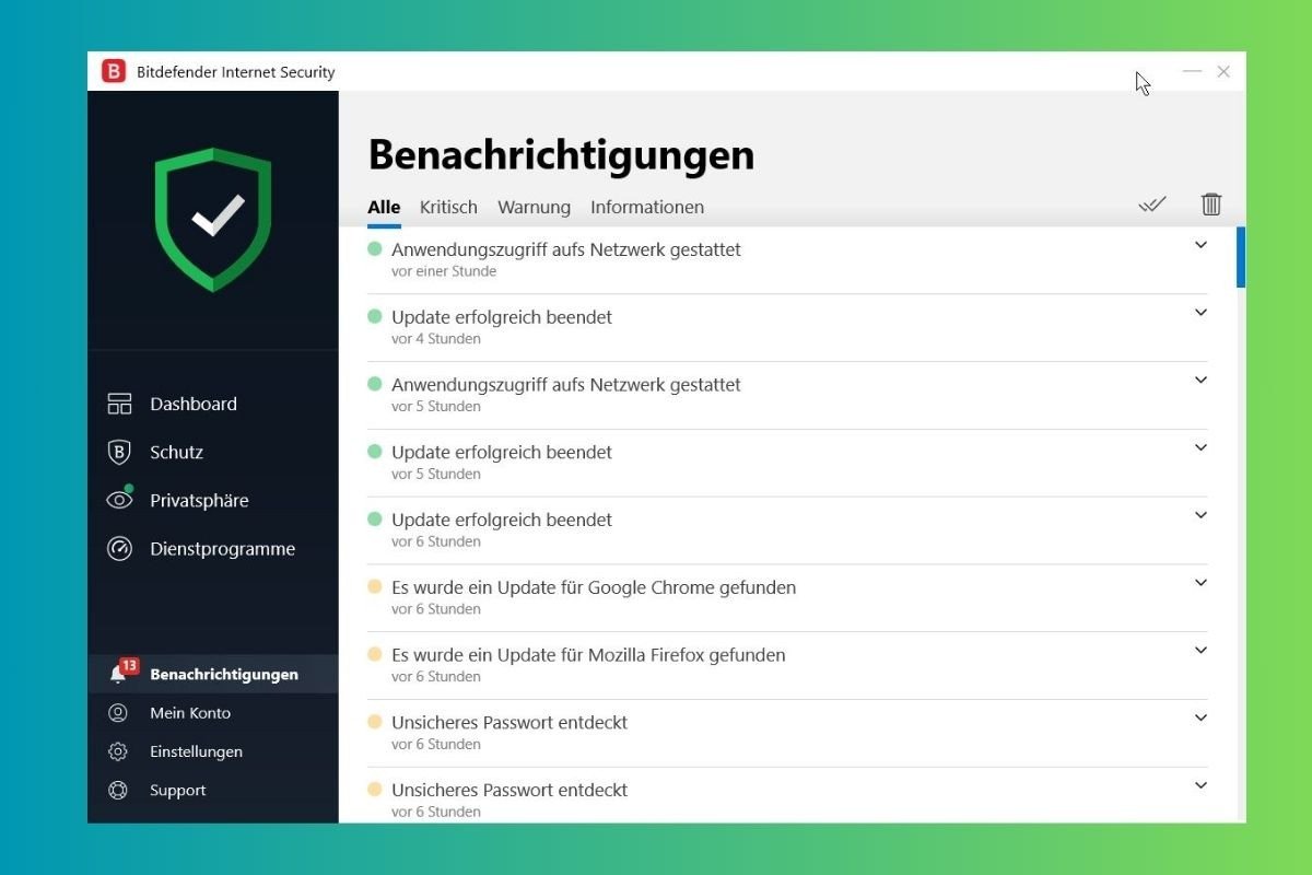 Giao diện phần mềm Bitdefender với các tùy chọn bảo mật