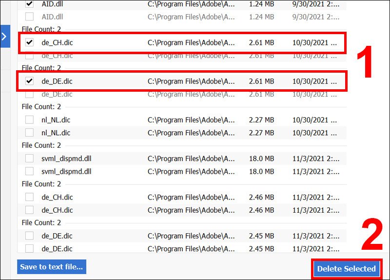 Giao diện phần mềm CCleaner đang quét tìm kiếm các tệp tin trùng lặp