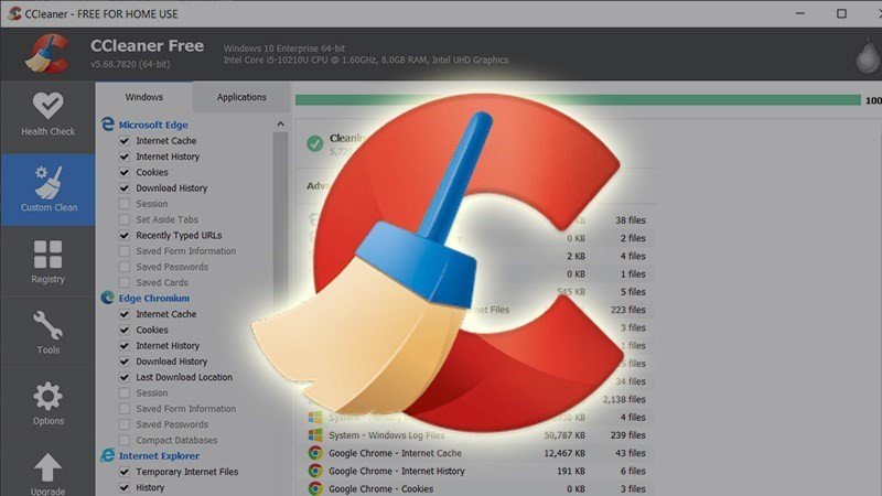 Giao diện phần mềm CCleaner giúp dọn dẹp rác laptop hiệu quả