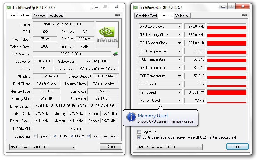 Giao diện phần mềm GPU-Z với các tab Graphics Card và Sensors, cung cấp thông tin chi tiết về GPU.