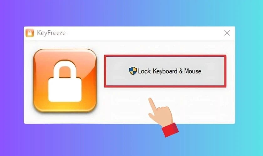 Giao diện phần mềm KeyFreeze với nút Lock Keyboard &amp; Mouse