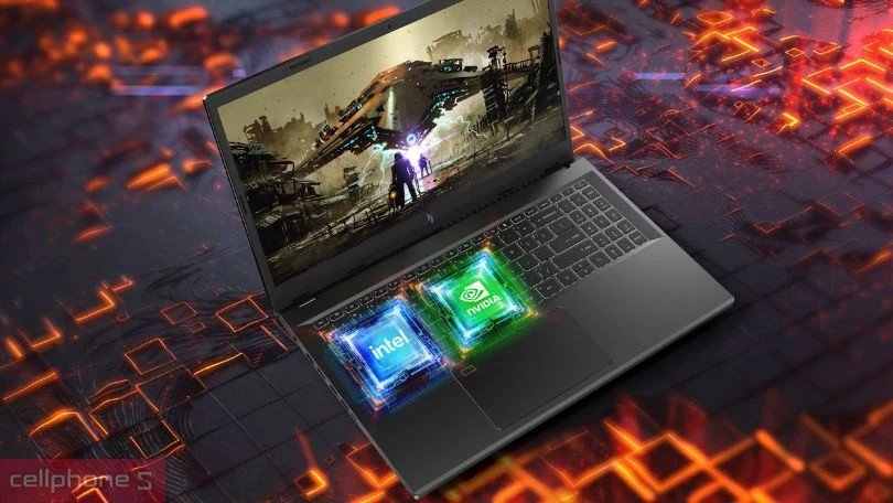 Giao diện phần mềm NitroSense trên màn hình Acer Nitro V ANV15-51-57B2 hiển thị các tùy chỉnh hiệu năng và đèn nền bàn phím