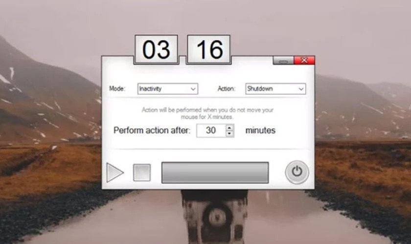 Giao diện phần mềm PC Sleep hỗ trợ hẹn giờ tắt laptop Win 10