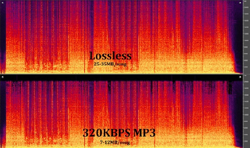 Giao diện phần mềm phát nhạc hiển thị các định dạng âm thanh khác nhau bao gồm lossless và hi res