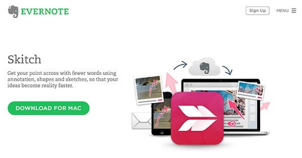 Giao diện phần mềm Skitch với các công cụ chú thích
