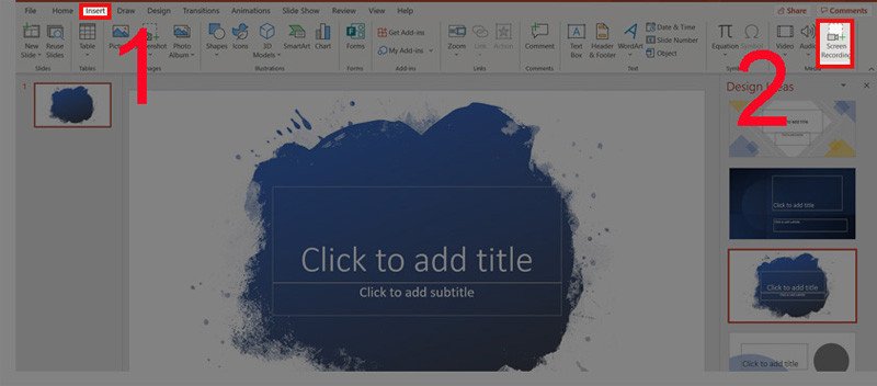Giao diện PowerPoint với tính năng Screen Recording