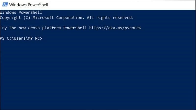 Giao diện PowerShell để xem thông số laptop HP