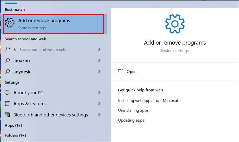 Giao diện quản lý chương trình để gỡ bỏ ứng dụng gây xung đột làm màn hình laptop bị sọc ngang