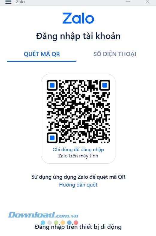 Giao diện quét mã QR để đăng nhập Zalo trên laptop