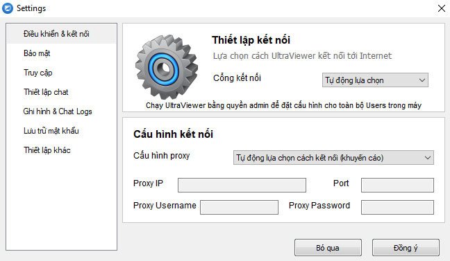 Giao diện thiết lập kết nối UltraViewer trên máy tính xách tay