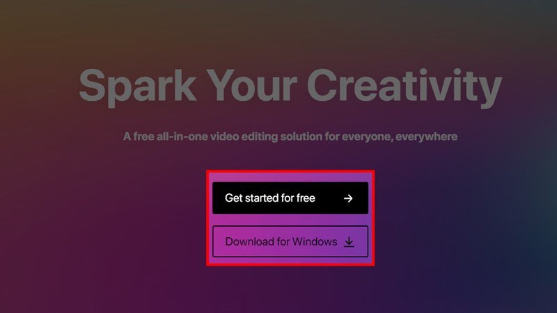 Giao diện trang tải CapCut cho laptop với nút tải xuống