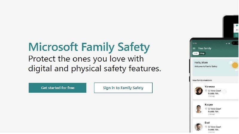 Giao diện trang web Microsoft Family Safety, yêu cầu đăng nhập tài khoản.