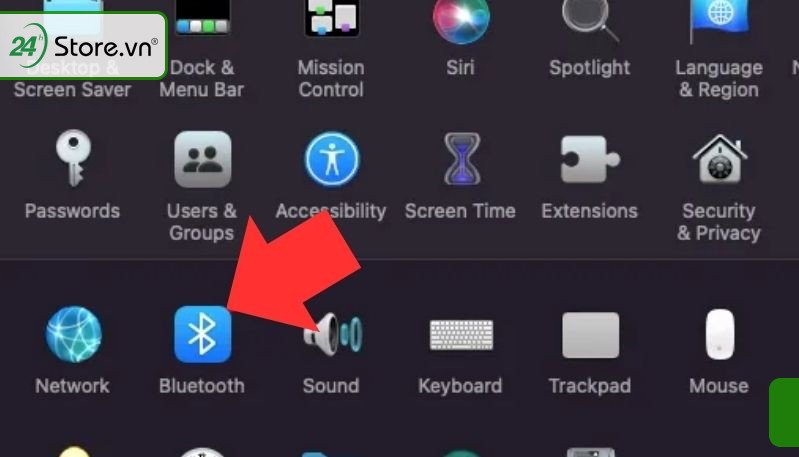 Giao diện Tùy chọn Hệ thống trên MacBook, lựa chọn mục Bluetooth