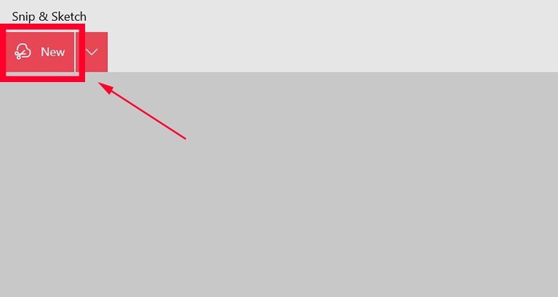 Giao diện ứng dụng Snip &amp; Sketch với nút New để bắt đầu chụp hình màn hình laptop.