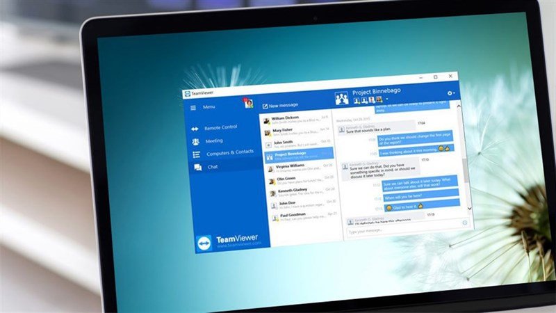 Giao diện ứng dụng TeamViewer trên máy tính để kết nối điều khiển