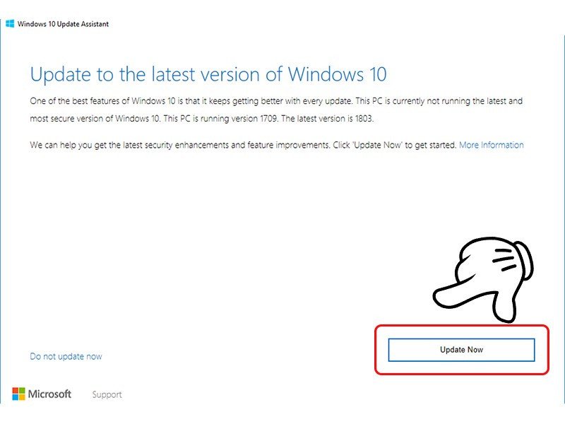 Giao diện Windows 10 Update Assistant yêu cầu cập nhật, bước quan trọng để cài đặt bộ gõ tiếng Việt có dấu trên laptop
