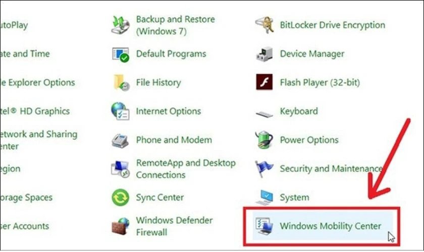 Giao diện Windows Mobility Center hiển thị tùy chọn điều khiển đèn nền bàn phím Asus