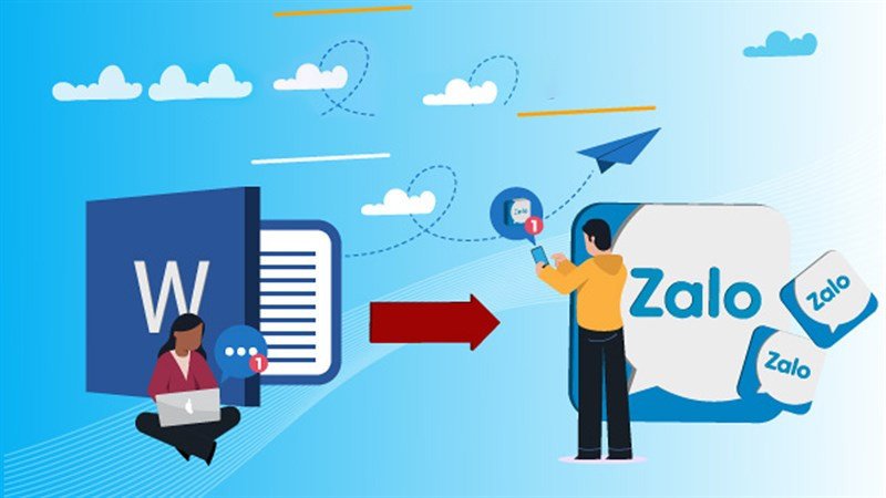 Giao diện Zalo trên laptop hiển thị tùy chọn gửi tài liệu Word