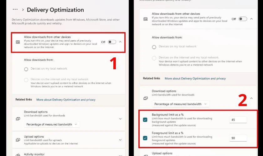 Giới hạn băng thông cho Windows Update trên Win 11