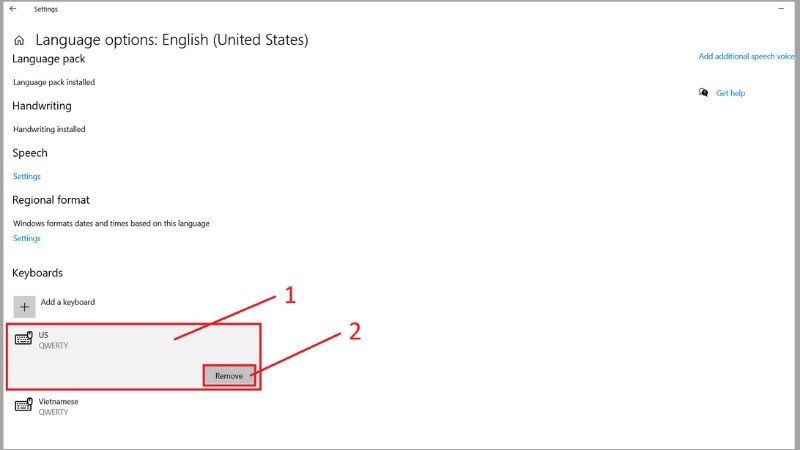 Gỡ bỏ chuẩn bàn phím cũ để đảm bảo không còn lỗi gõ tổ hợp phím trên laptop