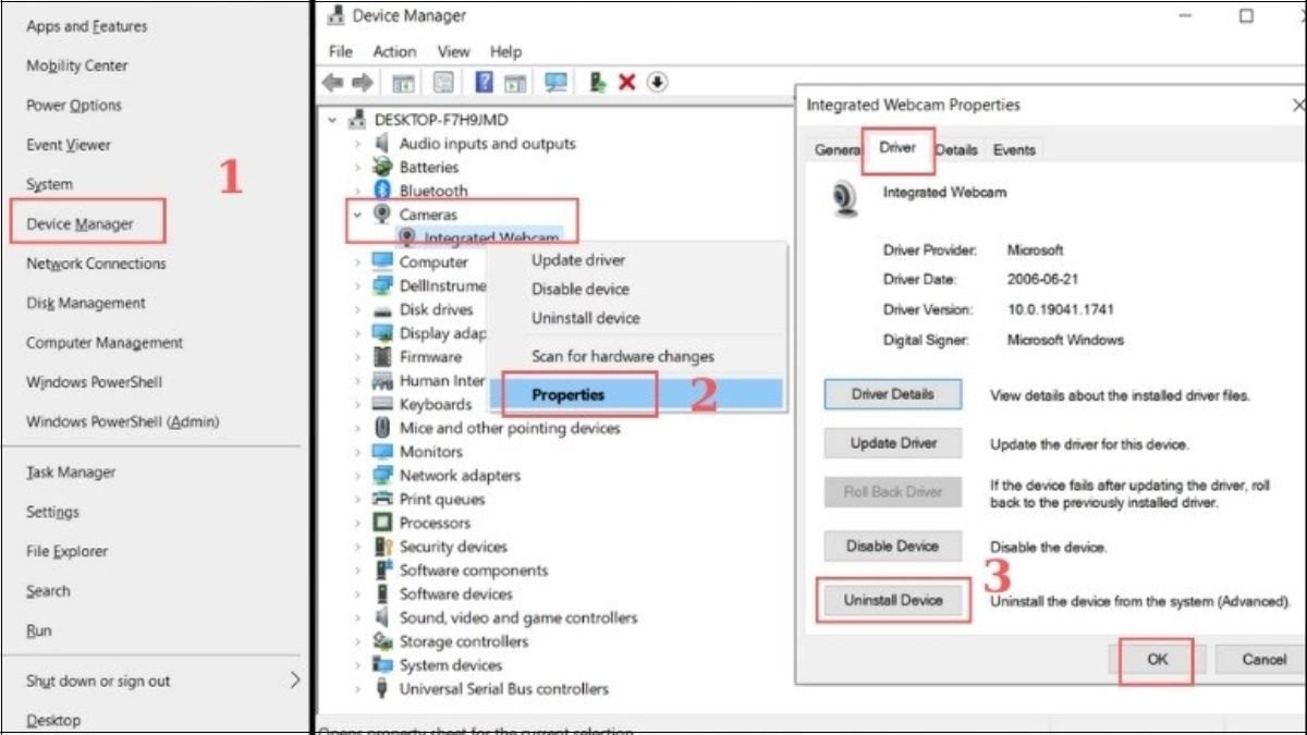 Gỡ cài đặt driver camera laptop để khắc phục lỗi lật ảnh